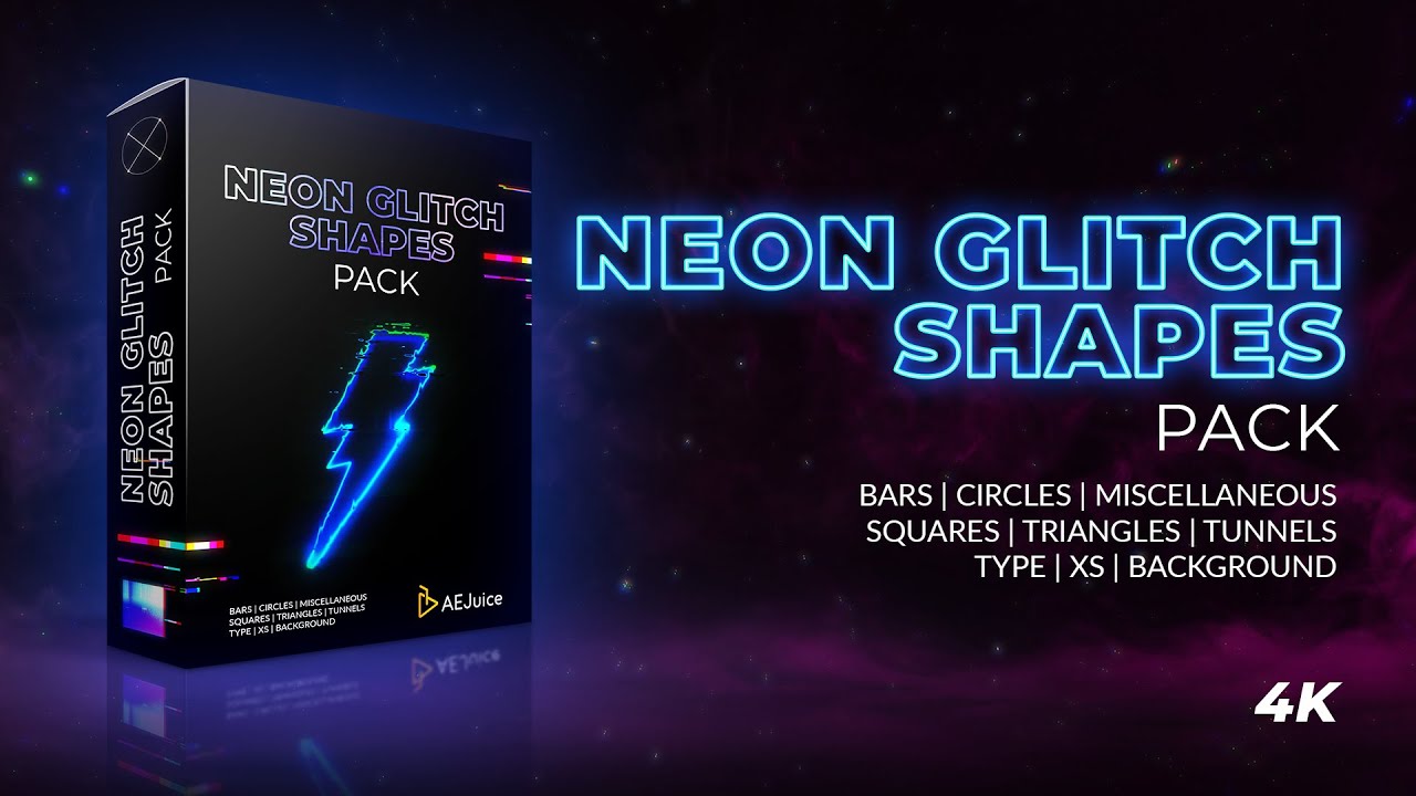 AEJuice Neon Glitch Shapes