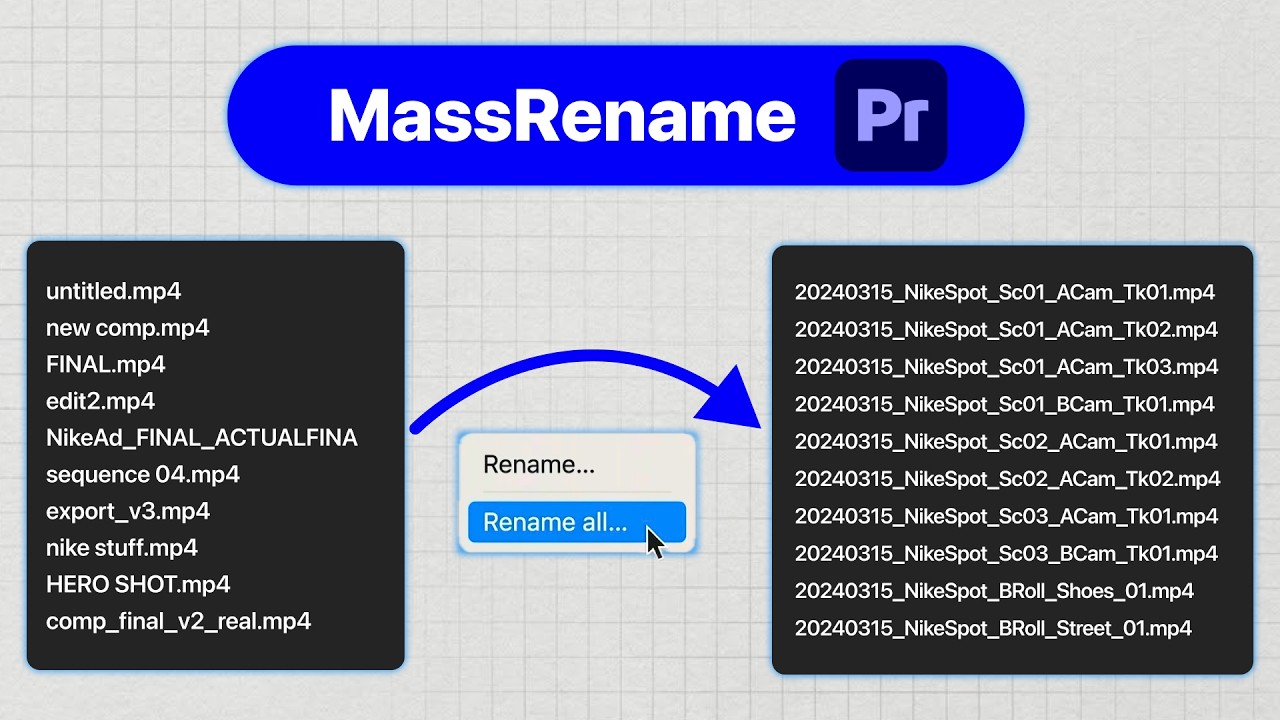 MassRename for Premiere Pro
