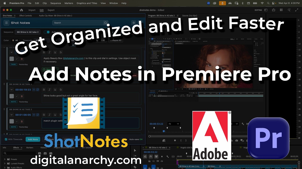 ShotNotes: Notepad and Time Tracker for Adobe Premiere Pro