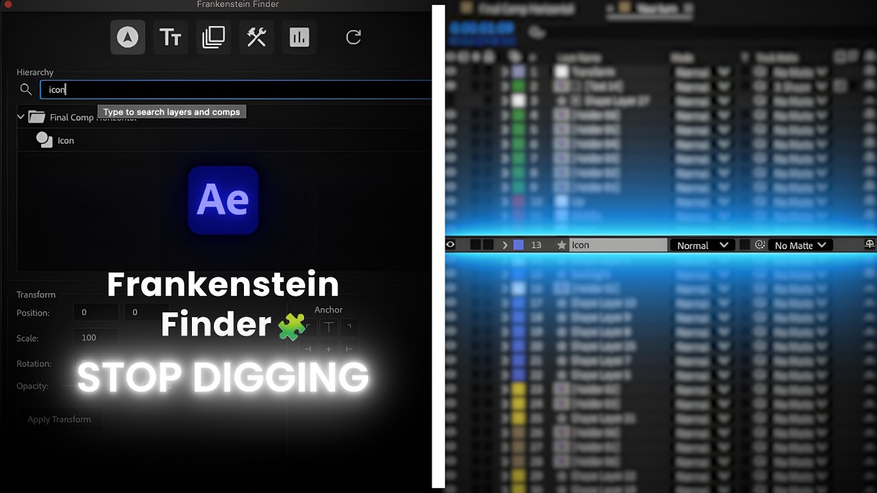 Frankenstein Finder for After Effects - Stop Digging. Start Finding.