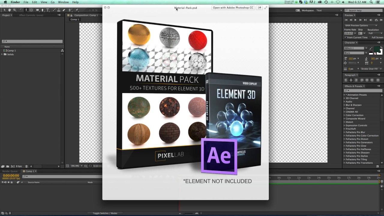 Pixel Lab Material Pack for Videocopilot Element 3D