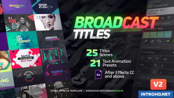 Videohive Text Animation Tool | Broadcast Pack: Modern Colorful Typography Titles v2.0.3