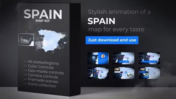 Spain Animated Map – Kingdom of Spain Map Kit