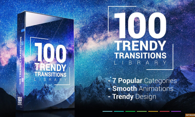 100 Trendy Transitions Library Premiere Pro Motion array