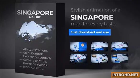 Singapore Animated Map – Republic of Singapore Map Kit