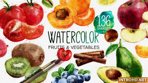 VIDEOHIVE WATERCOLOR FRUITS AND VEGETABLES