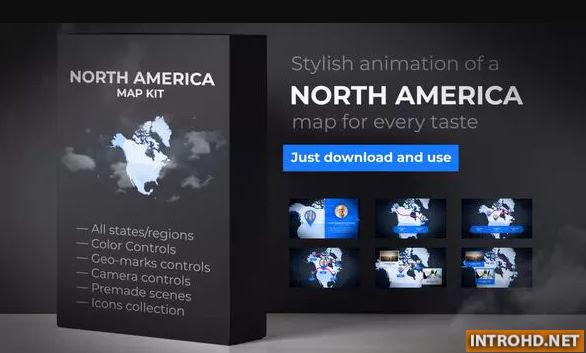VIDEOHIVE MAP OF NORTH AMERICA WITH COUNTRIES – NORTH AMERICA MAP KIT