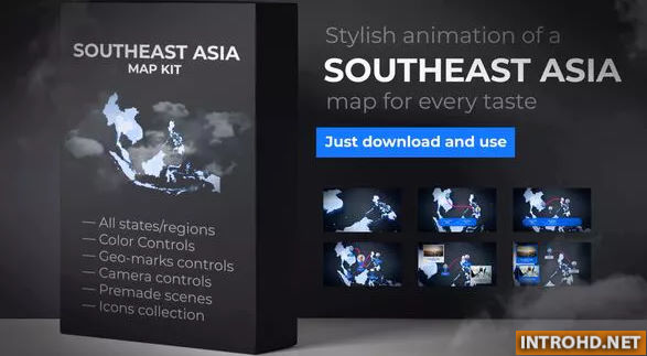 VIDEOHIVE SOUTHEAST ASIA ANIMATED MAP – SOUTHEASTERN ASIA MAP KIT