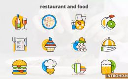 VIDEOHIVE RESTAURANT AND FOOD - FLAT ANIMATED ICONS