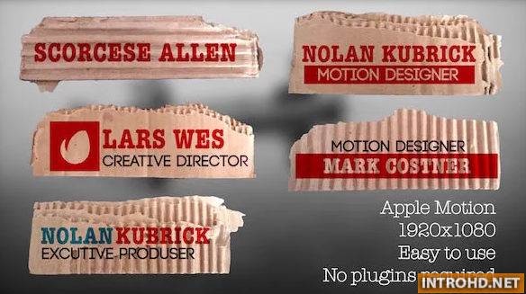Cardboard Lower Thirds Videohive – Apple Motion Templates