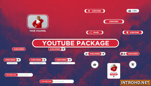 VIDEOHIVE OPENER YOUTUBE PACKAGE BUTTON SUBSCRIBE