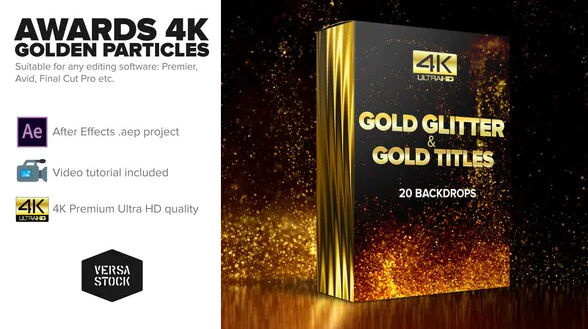 VIDEOHIVE AWARDS 4K GOLDEN GLITTER PARTICLES TITLES