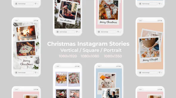 Videohive Christmas Instagram Stories Vertical Square Portrait