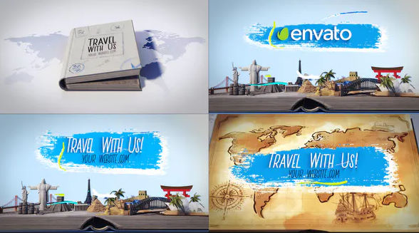 Videohive Travel Book Logo Reveals 23113115