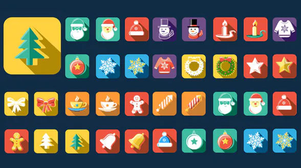 VIDEOHIVE FLAT STYLE ANIMATED CHRISTMAS AND NEW YEAR ICONS