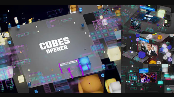 Videohive TV Broadcast Cubes Opener Modern HUD and UI Intro YouTube Technology Reviewers
