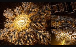 Videohive Snowflake Opener 3D/ Gold Metal Intro/ Syfy Winter/ High Technology Snow Intro/ HUD Logo/ New Year