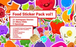 VIDEOHIVE FOOD STICKER PACK/ EMOJI/ STORIES/ RESTAURANT/ MASK/ SNAPCHAT/ APP/ IGTV/ TRACKING/ AE FACE TOOLS