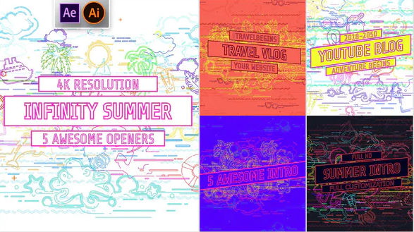 VIDEOHIVE YOUTUBE/ INFINITY SUMMER OPENERS/ SOCIAL MEDIA/ LINE ICONS/ CARTOON/ MUSIC DANCE PARTY/ IGTV/ EVENT
