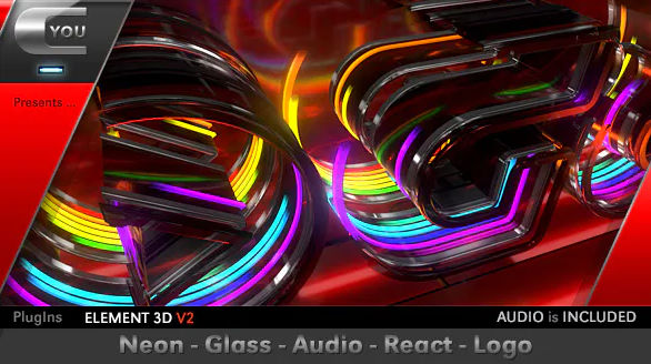 VIDEOHIVE NEON GLASS AUDIO REACT LOGO