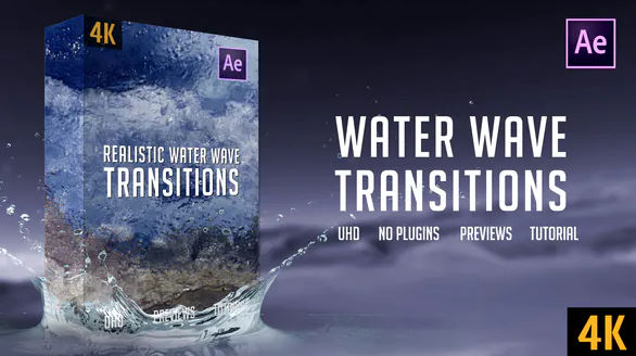 VIDEOHIVE REALISTIC WATER WAVE TRANSITIONS | 4K