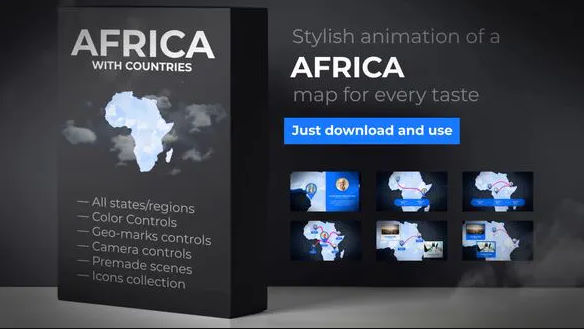 VIDEOHIVE AFRICA ANIMATED MAP – AFRICA MAP KIT