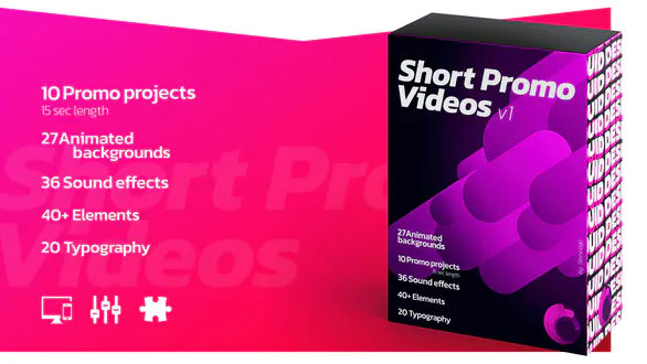 Short Promo Videos Set v.1 (Promo projects | Sound FX | Typography & more Free Videohive