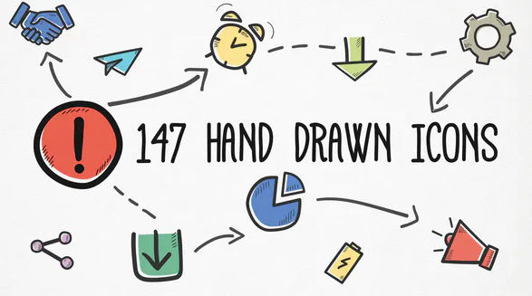 Hand-drawn Icons Pack Free videohive