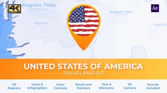 Travel Map USA – United States of America Free videohive