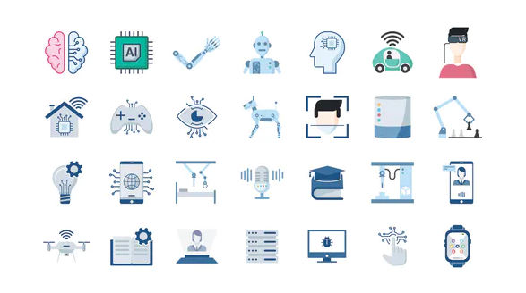 100 Artificial Intelligence Icons Videohive