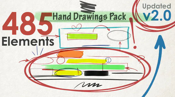 Videohive Hand Drawings Pack (485 elements) v2.0