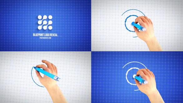 Videohive Hand Drawing Blueprint Logo Reveal