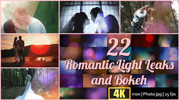 Videohive 22 4K Romantic Light Leaks and Bokeh – Motion Graphics