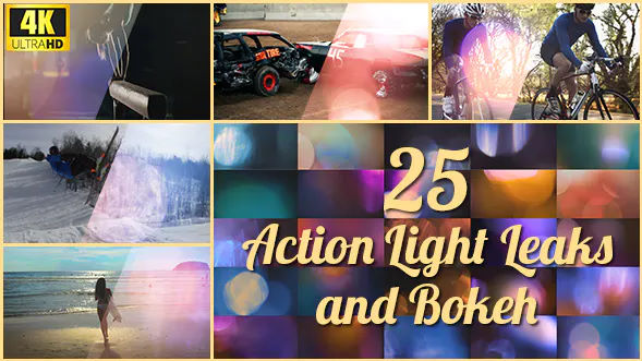 Videohive 25 4K Action Light Leaks and Bokeh