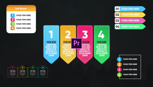 Videohive Infographic Colorful Lists-Premiere Pro