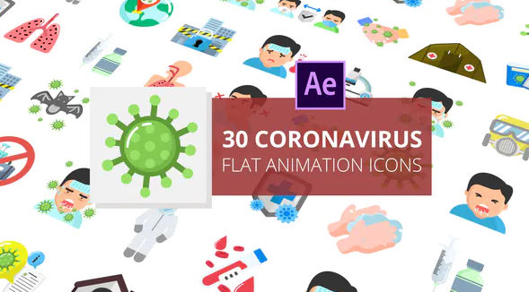 Videohive Coronavirus Flat Animation Icons After Effects
