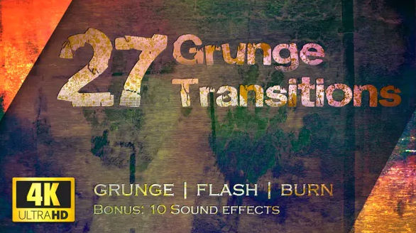 Videohive Grunge Transitions Pack of 27 4K