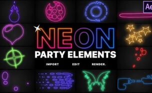 Neon Party Elements | After Effects