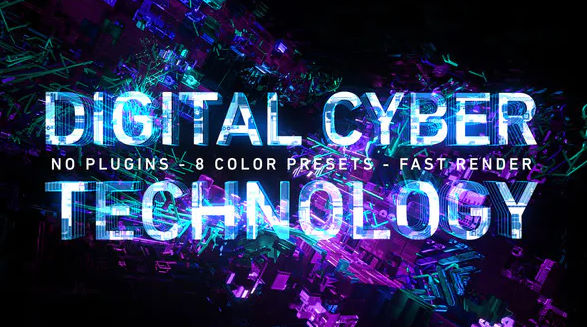 Digital Cyber Technology Logo Reveal 8 Color Presets