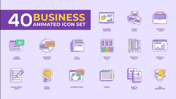 40 Animated Business Icon Set – Videohive