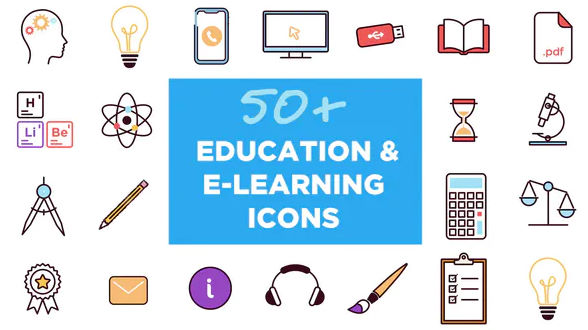 50+ Animated Icons for Education and E-learning – Videohive