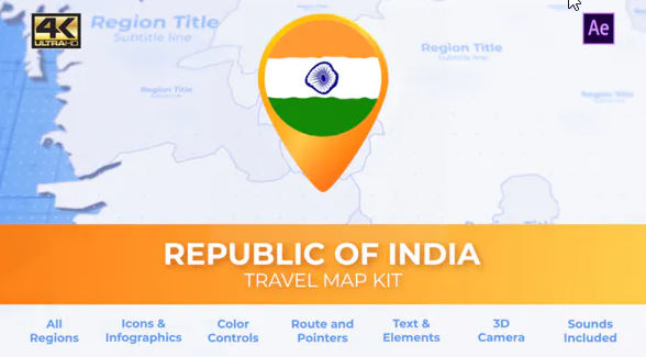 India Map – Republic of India Travel Map – Videohive