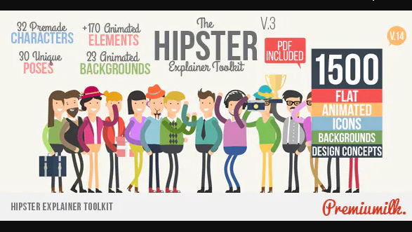 Hipster Explainer Toolkit & Flat Animated Icons Library – Videohive