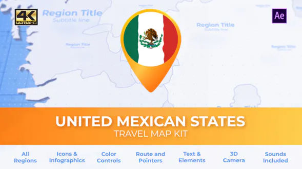 Videohive Mexico Map – United Mexican States Travel Map