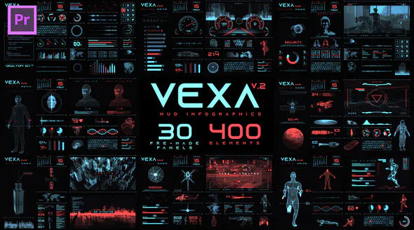Vexa HUD Infographics Essential Graphics Mogrt – Premiere Pro