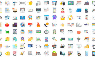 Videohive 100 Digital Marketing & E-Commerce Icons