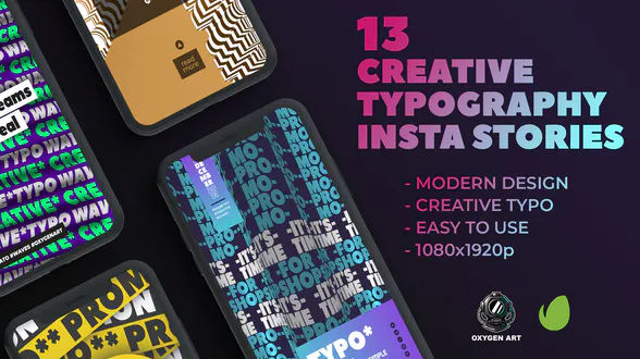 Videohive 13 Creative Typography Instagram Stories