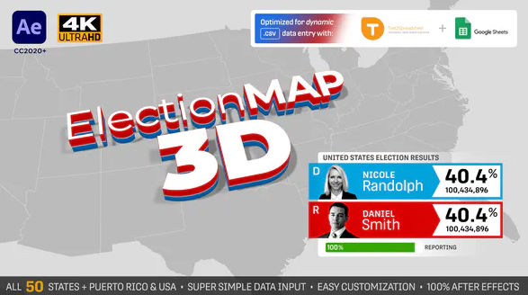 Videohive United States Election Map 3D