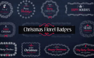 Videohive Christmas Floral Badges