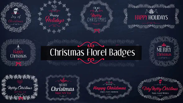 Videohive Christmas Floral Badges